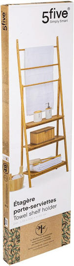 5Five 161049 Boden Badezimmerregal Bamboo mit 3 Regalböden 53.2x32.4x152cm Braun