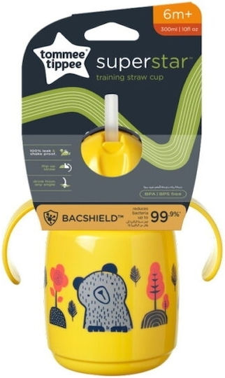 Tommee Tippee Superstar Educational Sippy Cup Plastic with Handles Yellow for 6m+m+ 300ml