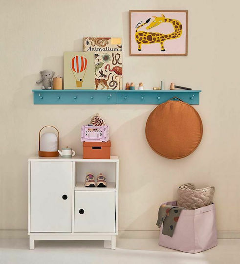 Kids Concept Star Kids Wall Hanger Multi Hook Wall Mounted Wooden Turquoise with Shelf 60x9x10cm