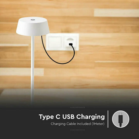 V-TAC Metal Table Lamp LED with White Shade and Base