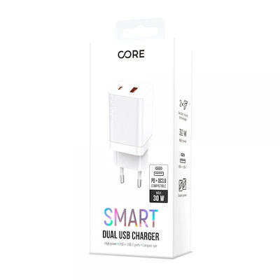 Φορτιστής Χωρίς Καλώδιο με Θύρα USB-A και Θύρα USB-C 30W Power Delivery / Quick Charge 3.0 / Quick Charge 4+ Λευκός ()