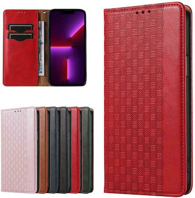 Hurtel Magnet Strap Synthetic Leather Wallet Red (iPhone 12 / 12 Pro)