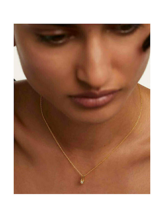P D Paola Heart Padlock Halskette mit Design Herz aus Vergoldet Silber mit Zirkonia