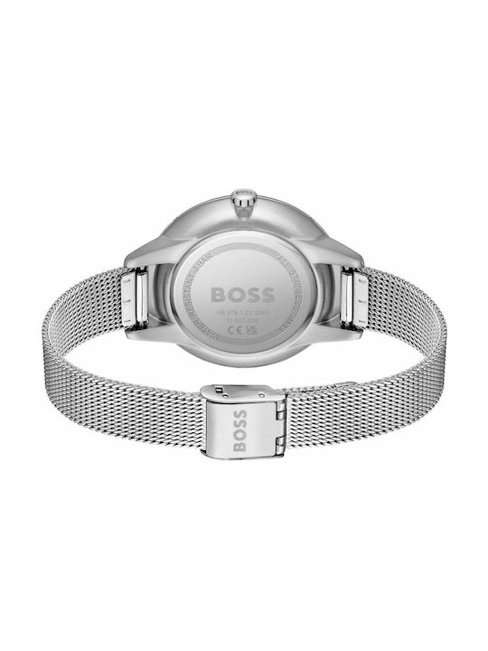 Hugo Boss Red Prime Watch Chronograph with Silver Metal Bracelet