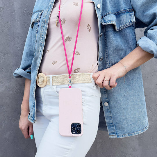 Hurtel Stylish Cord Keypad Inlay Каишка за врата за Мобилни Телефони Hot Pink