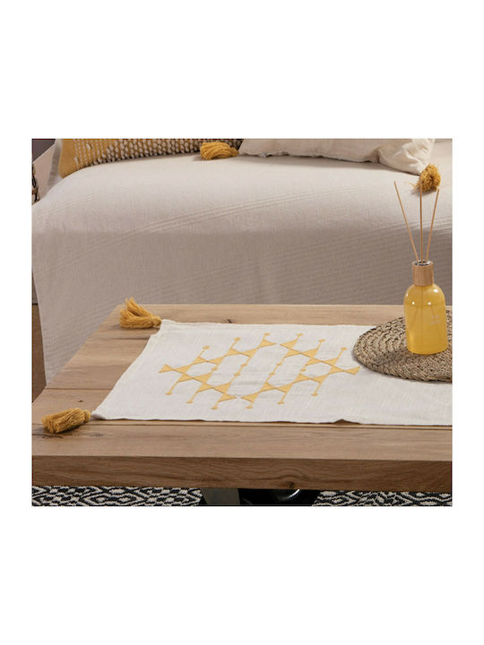 Nef-Nef Homeware Esther Cotton Tablecloth Runner with Embroidery Yellow 50x140cm