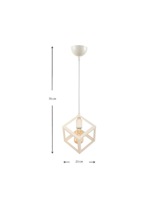 Megapap Thora Pendant Light White Grid with Socket E27 22x22x70cm