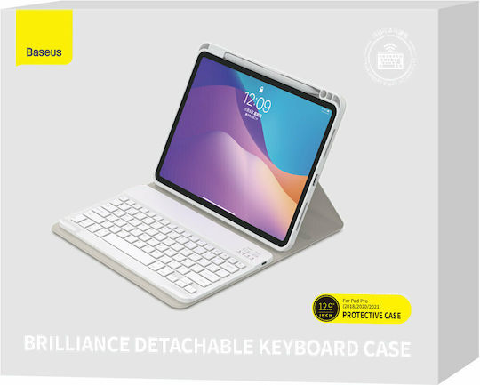 Baseus Brilliance Flip Cover Piele artificială cu Tastatură Engleză SUA Alb (Universal 12.9" - Universal 12.9") ARJK000102