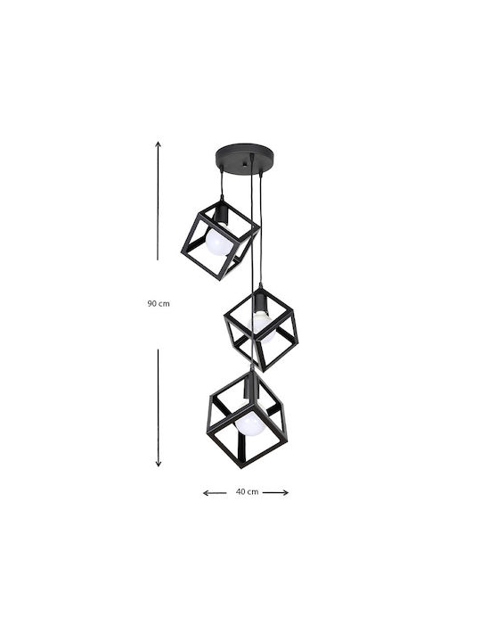 Megapap Thora Pendant Light Black Grid with Socket E27 22x22x70cm