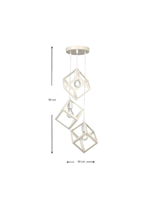 Megapap Thora Pendant Light White Grid with Socket E27 22x22x70cm