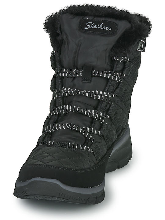 Women's Ankle Boots with Platform & Fur Black