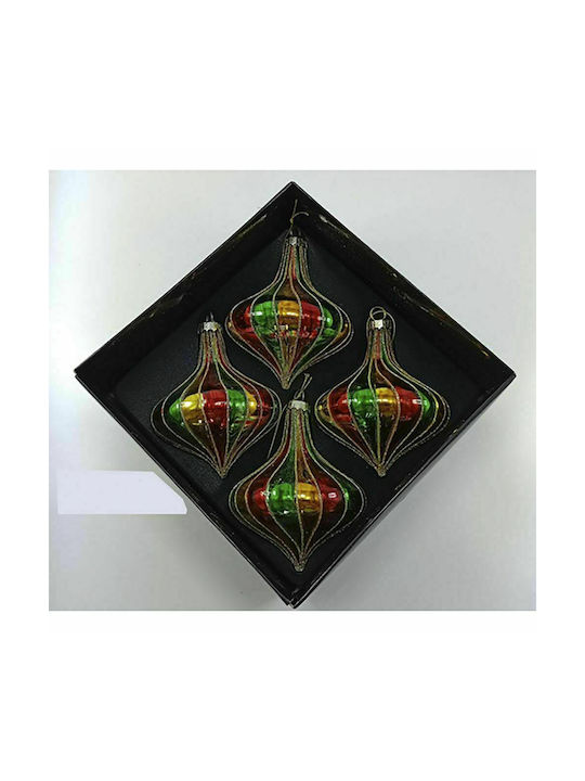Iliadis Weihnachtsbaumschmuck Träne Glasartig Bunt 12x10cm 4 Stück