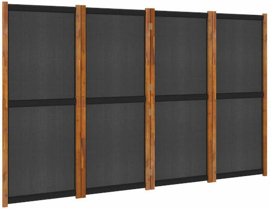 vidaXL Decorativ Paravan Tesatura cu 4 Panouri Black 280x180cm