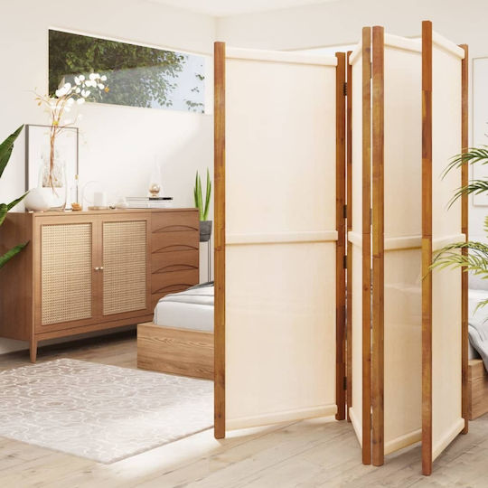 vidaXL Dekorativer Raumteiler Stoff mit 4 Paneelen White Cream 280x180cm