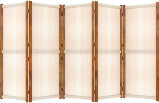 vidaXL Dekorativer Raumteiler Stoff mit 5 Paneelen White Cream 350x180cm
