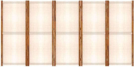 vidaXL Dekorativer Raumteiler Stoff mit 5 Paneelen White Cream 350x180cm