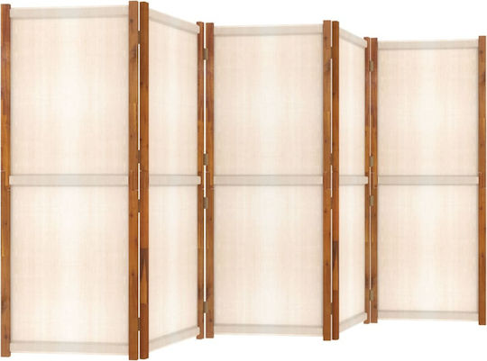 vidaXL Dekorativer Raumteiler Stoff mit 5 Paneelen White Cream 350x180cm