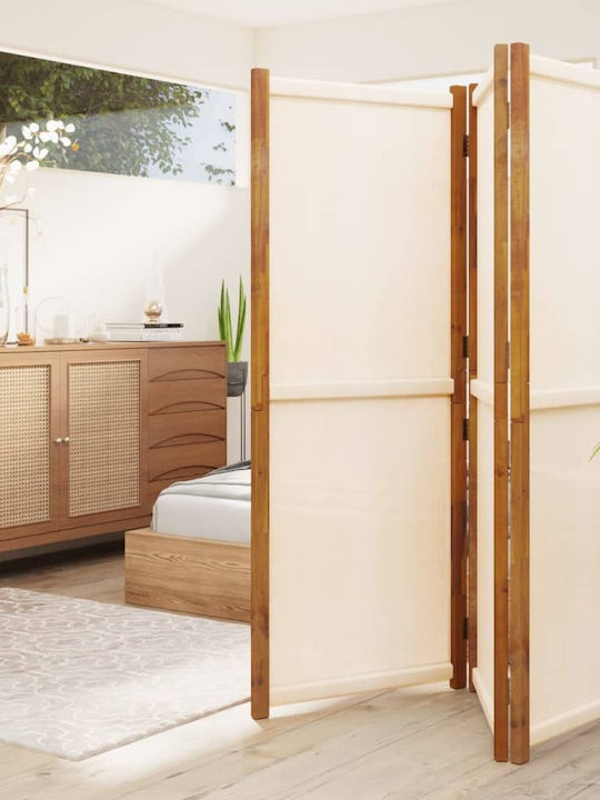 vidaXL Decorativ Paravan Tesatura cu 3 Panouri White Cream 210x180cm
