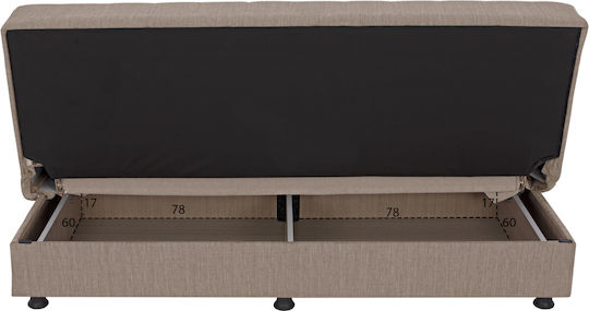 Andri Three-Seater Couch Bed with Storage Space Beige 180x72x77 cm