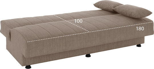 Andri Three-Seater Couch Bed with Storage Space Beige 180x72x77 cm