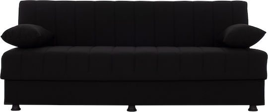 Andri Three-Seater Couch Bed with Storage Space Black 180x72x77 cm