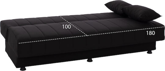 Andri Three-Seater Couch Bed with Storage Space Black 180x72x77 cm
