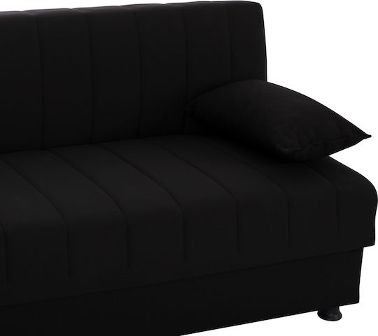Andri Three-Seater Couch Bed with Storage Space Black 180x72x77 cm