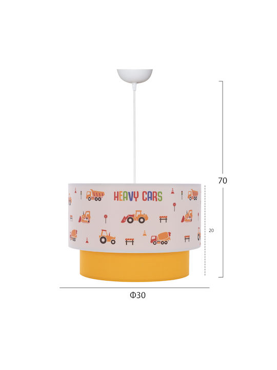 HomeMarkt Baloo Единична Светлина Детско Окачено Осветително Тяло от Текстил 20W с Тип Основа на Лампата E27 Оранжево 30x70см