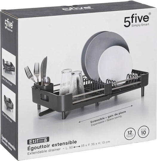 5Five Στραγγιστήρι Νεροχύτη Πλαστικό Μαύρο 50x35x13cm