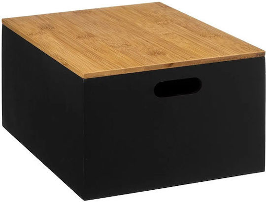 5Five Hölzernes Aufbewahrungsbox mit Deckel Schwarz 3Stück