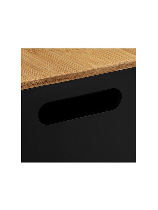 5Five Wooden Storage Box with Lid Black 3pcs