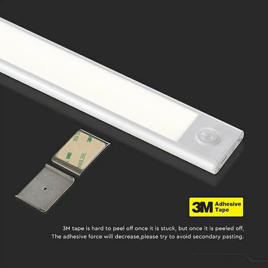 V-TAC Επαναφορτιζόμενο LED Φωτιστικό Γραμμικό για Ντουλάπες με Τροφοδοσία Μπαταρίας και Αισθητήρα Κίνησης