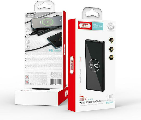 XO PR141 Power Bank 10000mAh 18W with 2 USB-A Ports and USB-C Port Black