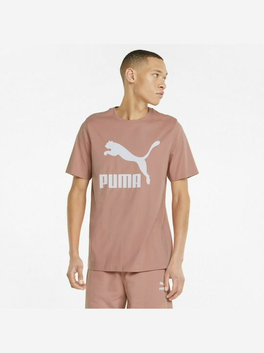 Puma Classics Ανδρικό T-shirt Ροζ με Λογότυπο