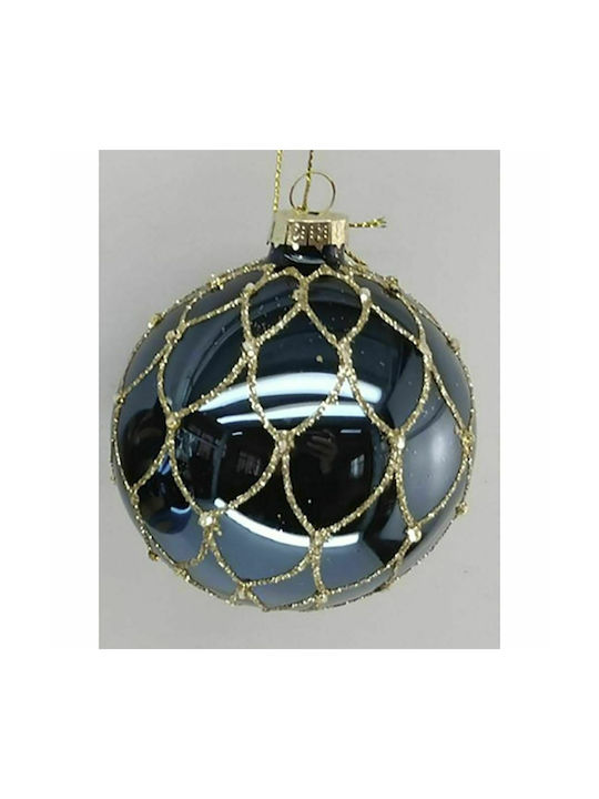 Iliadis Christmas Glass Ball Ornament Blue 10x10cm 4pcs