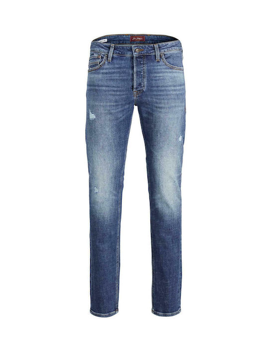 Mike Men's Jeans Pants with Slim Fit Navy Blue