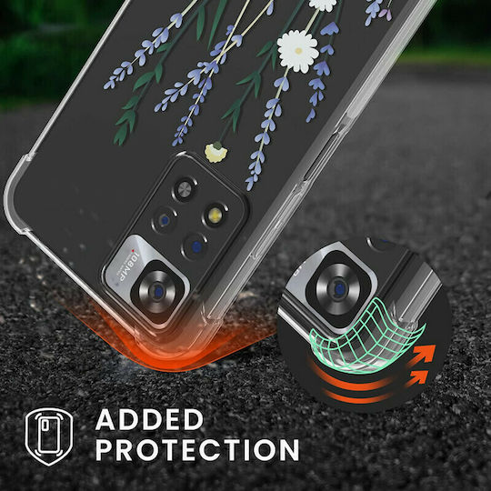 KWmobile Flower Straws Back Cover Σιλικόνης με Λουράκι Lavender / Green / Διάφανη (Redmi Note 11 Pro+ 5G)