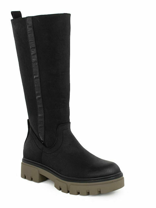 Leather Women's Boots with Zipper Hanna High Black