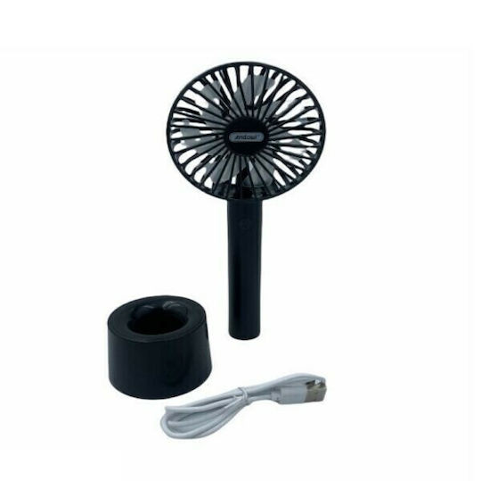 Andowl Q-C21 Ανεμιστηράκι Χειρός USB Επαναφορτιζόμενο Μαύρο