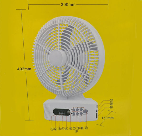Andowl Q-312 Вентилатор USB Акумулаторен Бял
