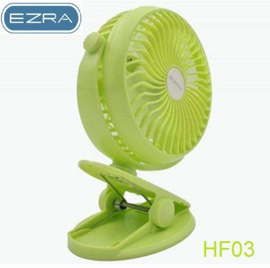 Ezra HF03 Ανεμιστηράκι USB Επαναφορτιζόμενο 60W Φορητός επαναφορτιζόμενος μίνι ανεμιστήρας με κλιπ USB Πράσινο