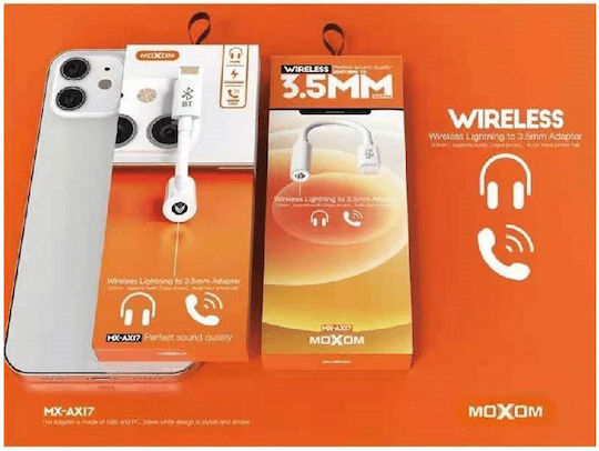 Moxom Конвертор Lightning мъжки към 3.5mm женски Бял 1бр MX-AX17
