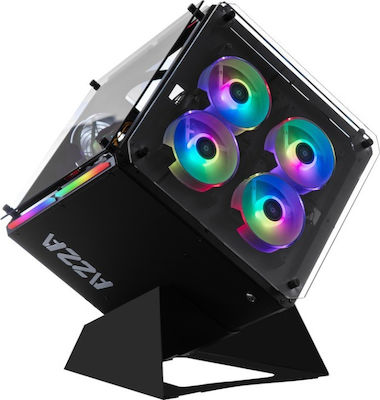 Azza 802 Gaming Cube Computer Case with Window Panel and RGB Lighting Black