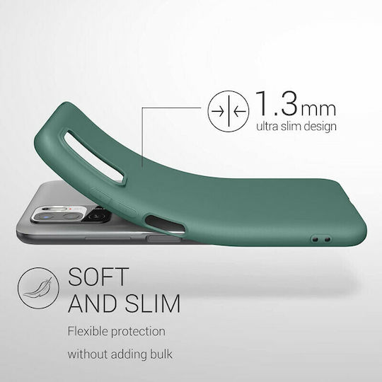 KWmobile Umschlag Rückseite Silikon Forest Green (Redmi Note 10 5G / Poco M3 Pro)