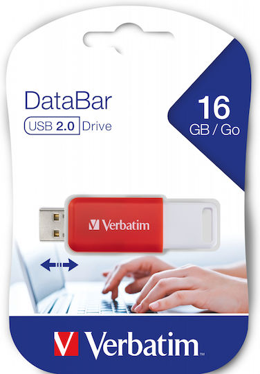 Verbatim DataBar 16GB USB 2.0 Stick Κόκκινο
