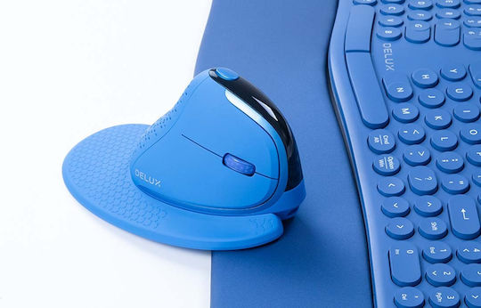 Delux M618XSD Ασύρματο Εργονομικό Bluetooth Vertical Ποντίκι Μπλε
