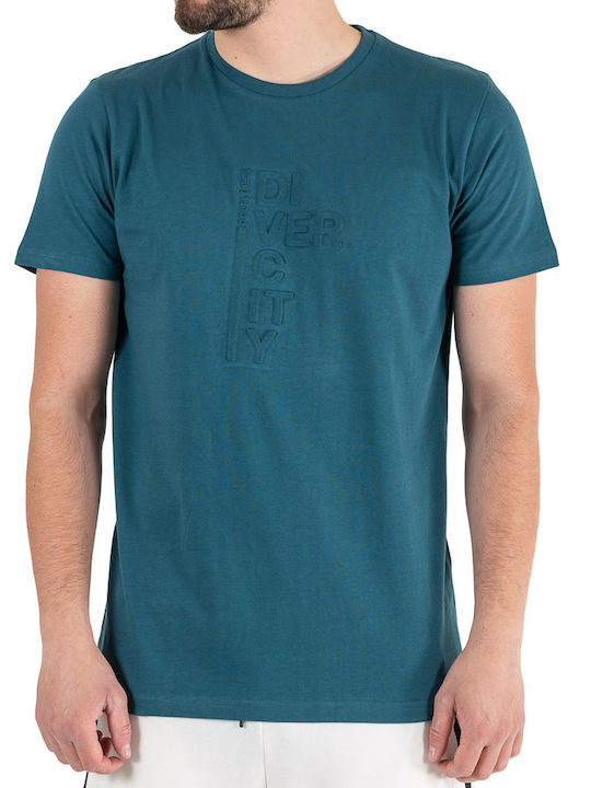 Double Men's Short Sleeve T-shirt Petrol Blue