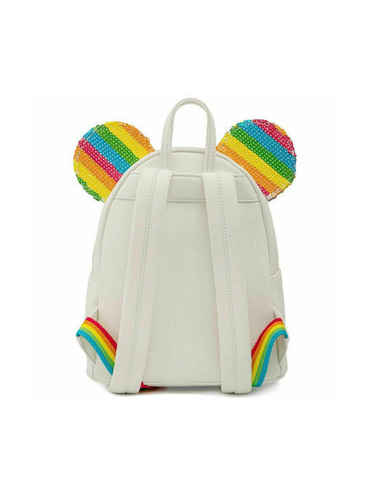 Loungefly Παιδική Τσάντα Πλάτης Rainbow Minnie Λευκή
