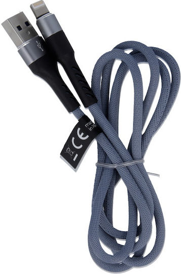 Maxlife Fast Reinforced Braided USB-A la Cablu Lightning Gri 1m (MXUC-01L)