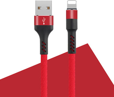 Maxlife Fast Reinforced Braided USB-A to Lightning Cable Red 1m (MXUC-01LR)